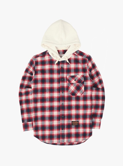 Flannel Hoodie Shrits - Navy/Red - Sand